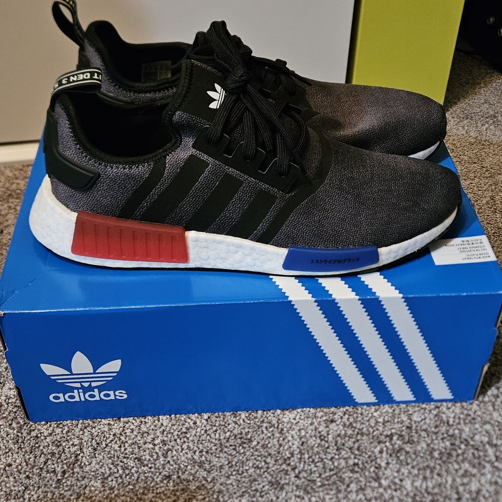 Adidas NMD_R1 Black with Red and Blue Accents